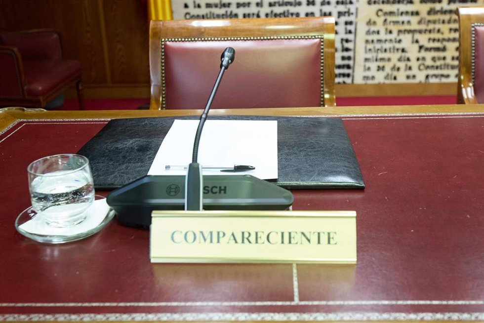 Archivo - El lugar donde la extrabajadora de las empresas Ineco y Tragsatec y ex novia de Ábalos Jésica Rodríguez García iba a comparecer ante la Comisión de Investigación del ‘caso Koldo’, en el Senado, a 14 de abril de 2025, en Madrid (España).