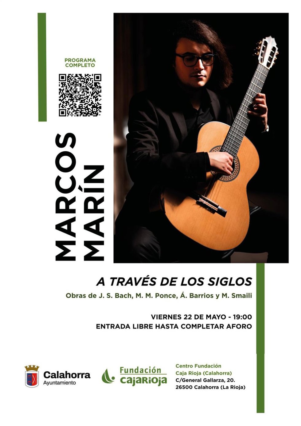 El Centro Fundación Caja Rioja Calahorra acoge el viernes el concierto del guitarrista Marcos Marín