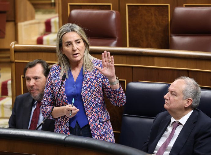 La ministra de Educación, Formación Profesional y Deportes, Milagros Tolón, interviene durante una sesión de control al Gobierno, en el Congreso de los Diputados, a 20 de mayo de 2026, en Madrid (España).
