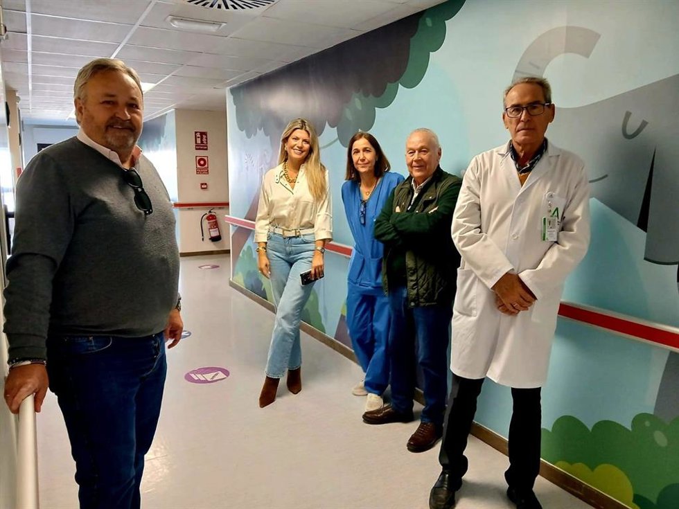 La Asociación Pro-Cabalgata de Reyes Magos ha cedido los materiales, la instalación y el montaje del material que ahora decora los pasillos, puertas, habitaciones y sala de atención a familiares de Pediatría en el Hospital de Motril.