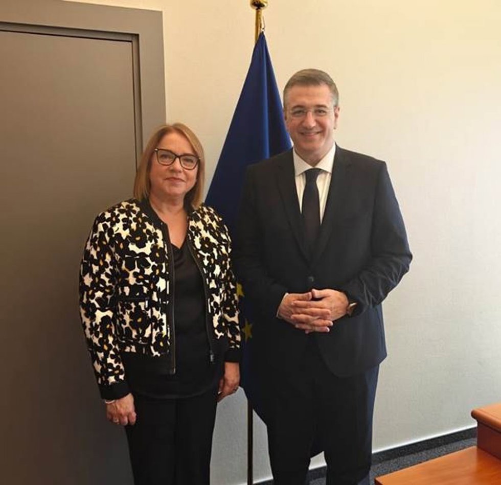 La eurodiputada socialista Rosa Serrano se ha reunido con el comisario europeo de Transporte, Apostolos Tzitzikostas.