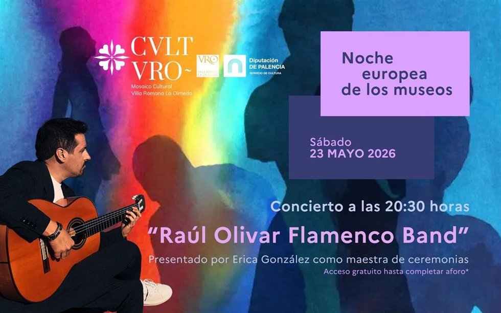 Cartel de la Noche Blanca en la Villa Romana de La Olmeda.