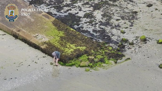 Denunciado un furtivo por extraer almeja ilegamente en una playa de Vigo.