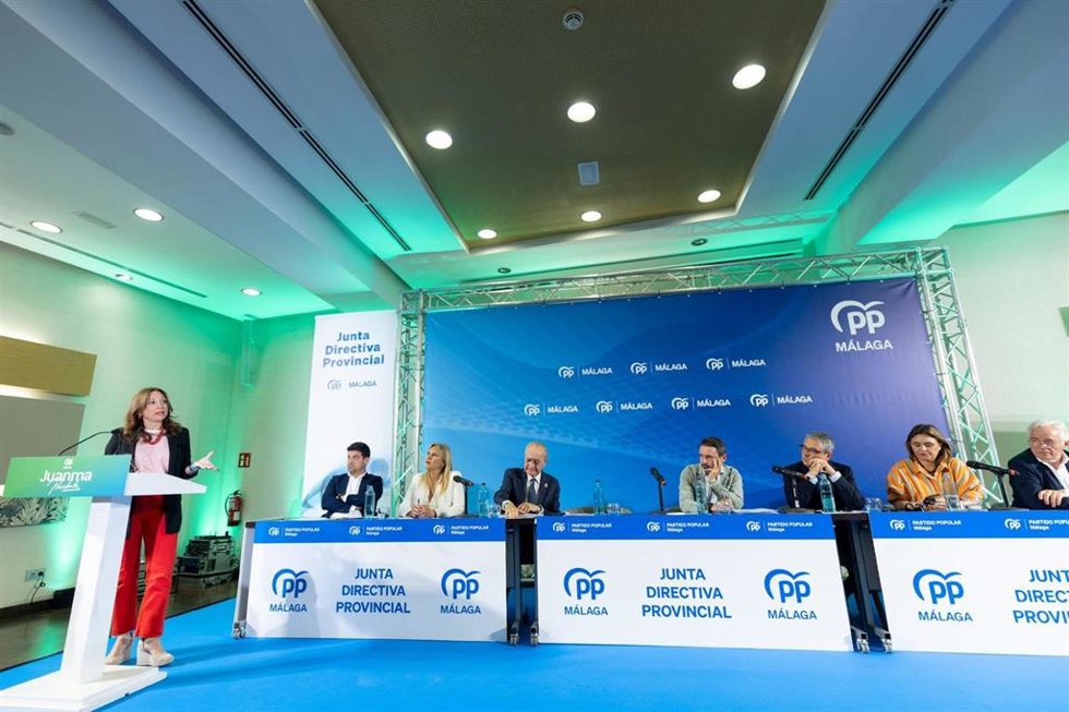 La presidenta del PP de Málaga, Patricia Navarro, interviene en el marco de la Junta Directiva Provincial de la formación.