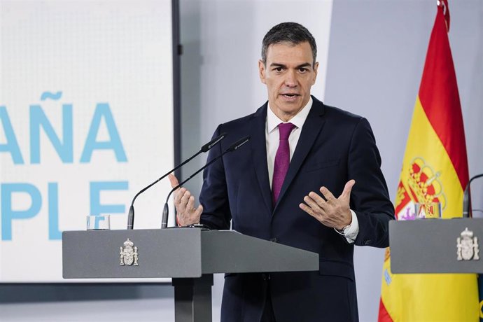 El presidente del Gobierno, Pedro Sánchez durante una rueda de prensa.