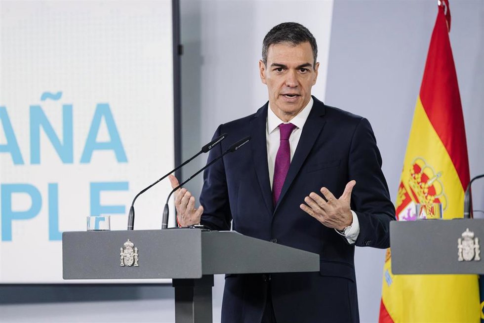 El presidente del Gobierno, Pedro Sánchez durante una rueda de prensa.