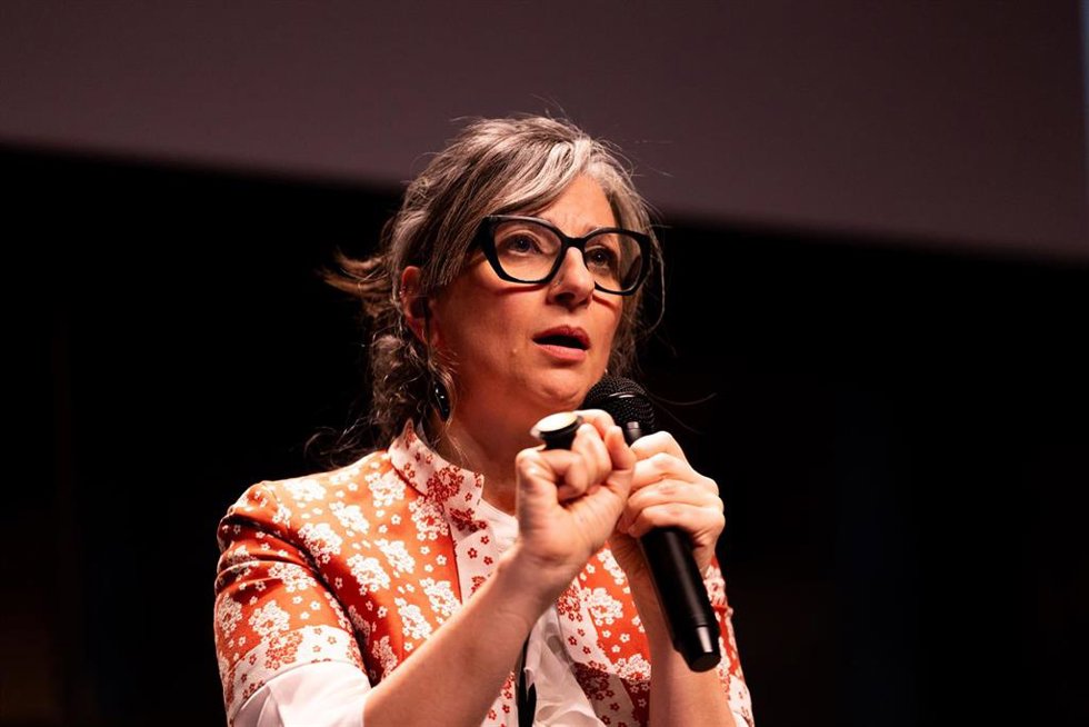 La relatora especial de Naciones Unidas para los Territorios Palestinos Ocupados, Francesca Albanese, durante un acto en la capital de España, Madrid, el 6 de mayo de 2026 (archivo)