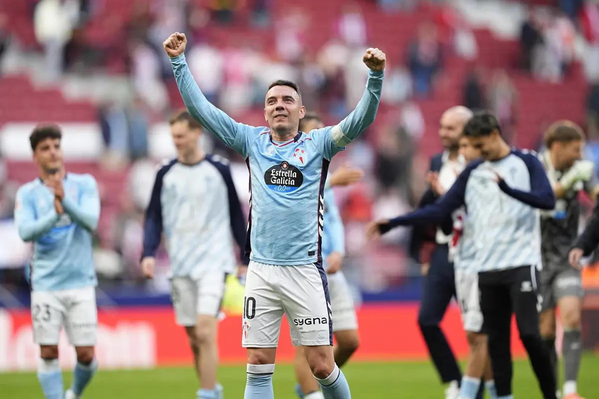 Iago Aspas celebra la victoria del RC Celta ante el Atlético de Madrid