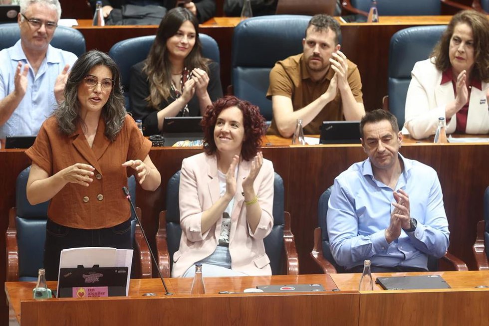 La portavoz de Más Madrid en la Asamblea de Madrid, Manuela Bergerot, durante un pleno en la Asamblea de Madrid, a 21 de mayo de 2026, en Madrid (España). La política nacional vuelve a centrar el Pleno de la Asamblea de Madrid después de que este martes, 
