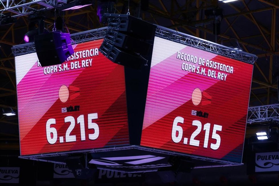 Imagen de los marcadores de La Fuente de San Luis durante la Copa del Rey de voleibol de 2026