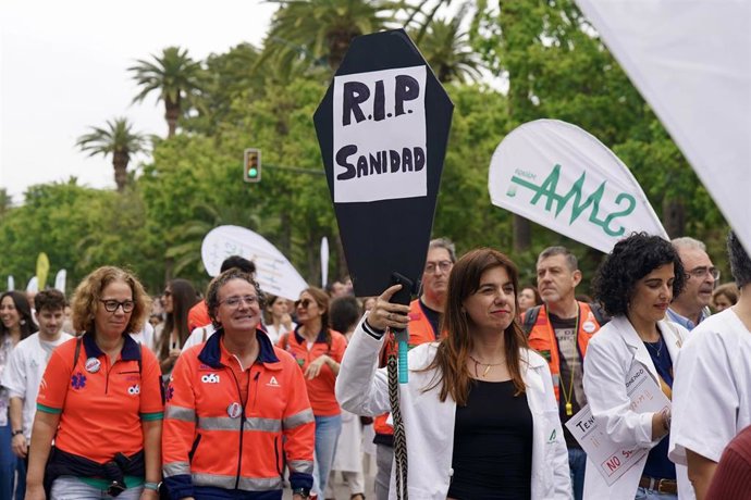 Manifestación de médicos en Málaga contra el Estatuto Marco del Gobierno central. Imagen de archivo.