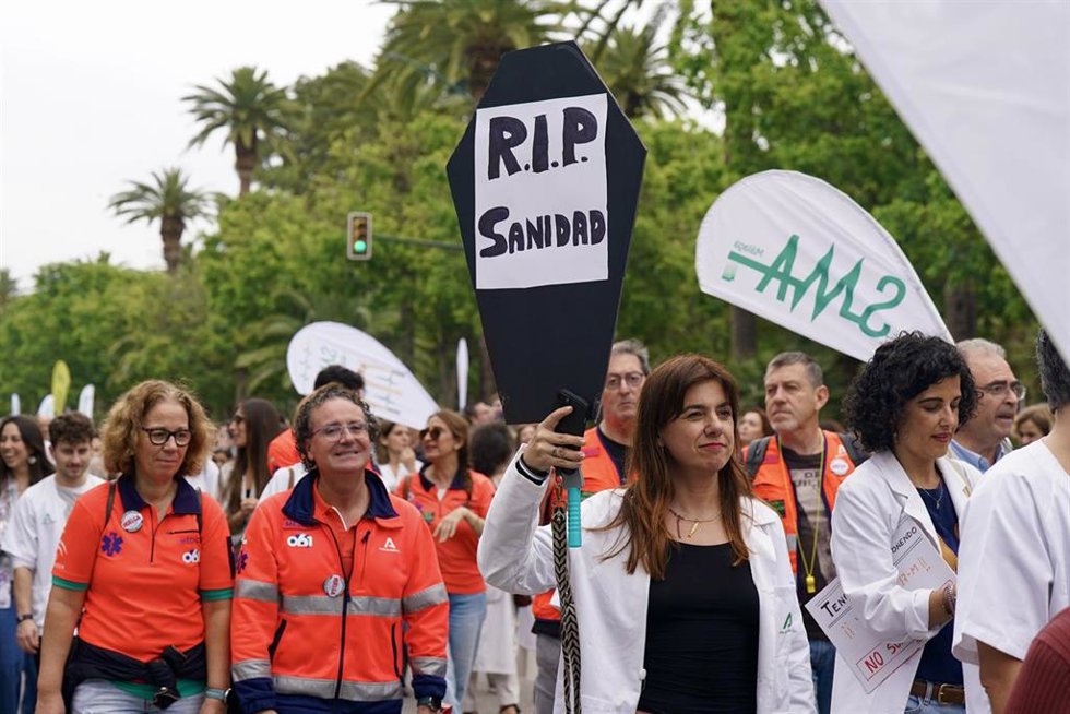 Manifestación de médicos en Málaga contra el Estatuto Marco del Gobierno central. Imagen de archivo.