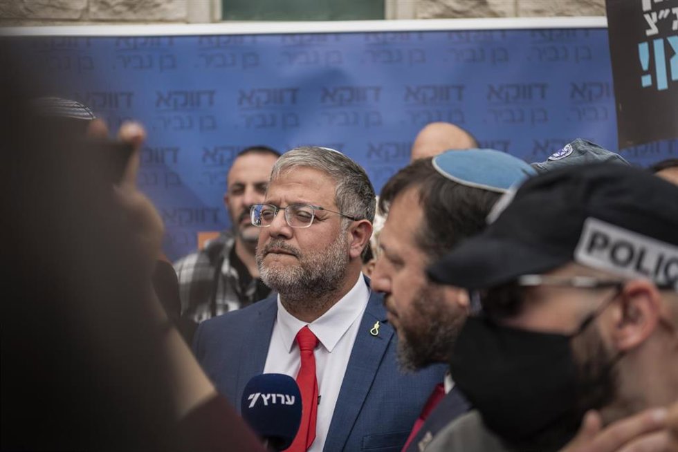Archivo - El ministro de Seguridad Nacional, Itamar Ben Gvir, durante una manifestación en su apoyo en Jerusalén.
