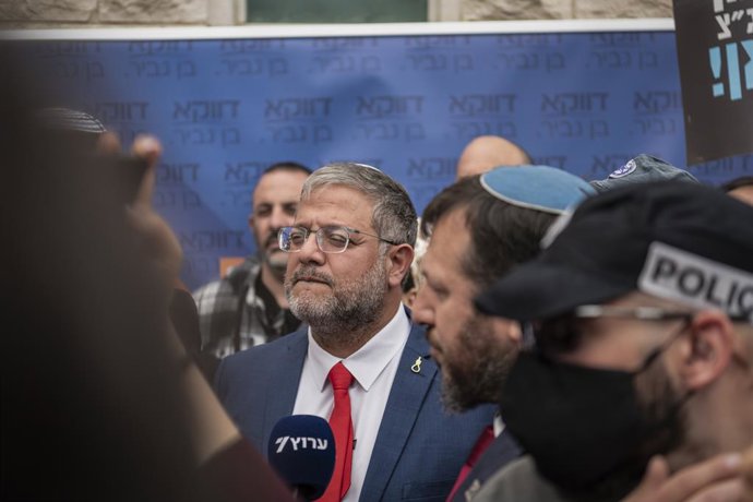 Archivo - April 15, 2026, Jerusalem, Basel, Switzerland: Itamar Ben-Gvir, 49, Israel's Minister of National Security, attends a rally in his support, in front of the Israeli Supreme Court in Jerusalem.