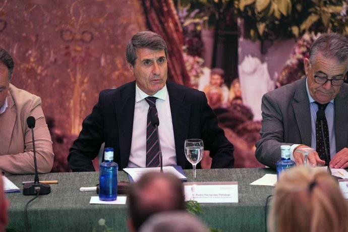 O delegado do Governo da Andaluzia, Pedro Fernández, participa do evento de apresentação do Plano Aldea 2026 em El Rocío. Em 21 de maio de 2026, em El Rocío, Huelva (Andaluzia, Espanha).