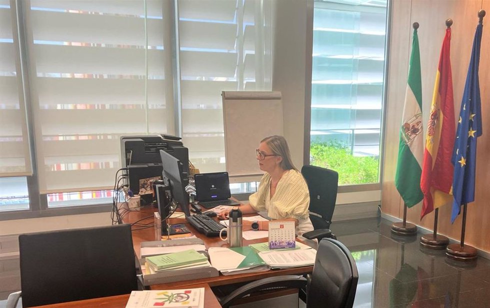 La viceconsejera de Universidad, Investigación e Innovación, Lorena Garrido, en una reunión de la Comisión Interministerial para el seguimiento, preparación, organización y coordinación de actuaciones relacionadas con el trío de eclipses 2026-2027-2028.