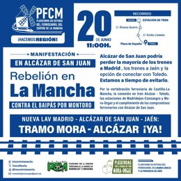 La PFCM llama a una "rebelión en La Mancha" contra el baipás por Montoro y a favor del tramo Mora-Alcázar