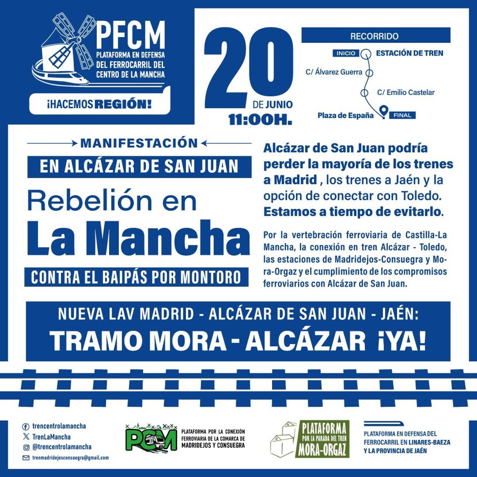 La PFCM llama a una "rebelión en La Mancha" contra el baipás por Montoro y a favor del tramo Mora-Alcázar
