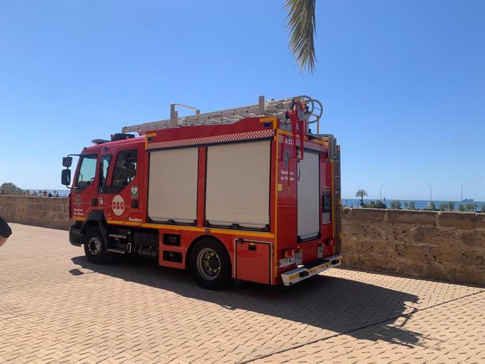 Bomberos de Palma en Dalt Murada, frente a la Catedral