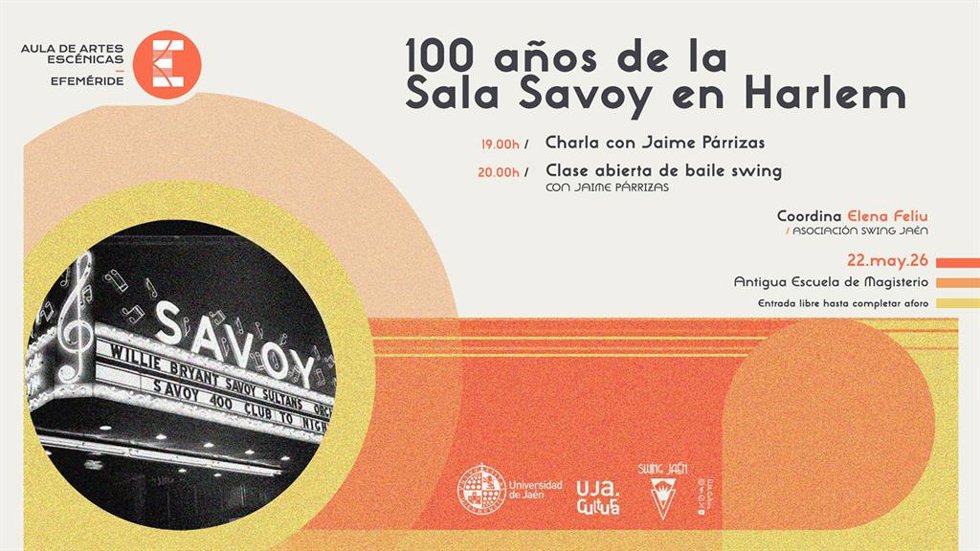 Cartel de la actividad con motivo del centenario de la sala Savoy Ballroom.
