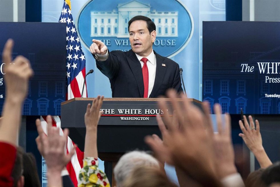 El secretario de Estado de EEUU, Marco Rubio, en una rueda de prensa.