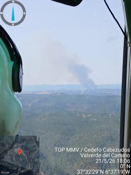 Incendio declarado en la Cuenca Minera de Huelva.