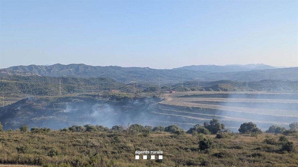 Incendio de vegetación agrícola en Vinebre (Tarragona)