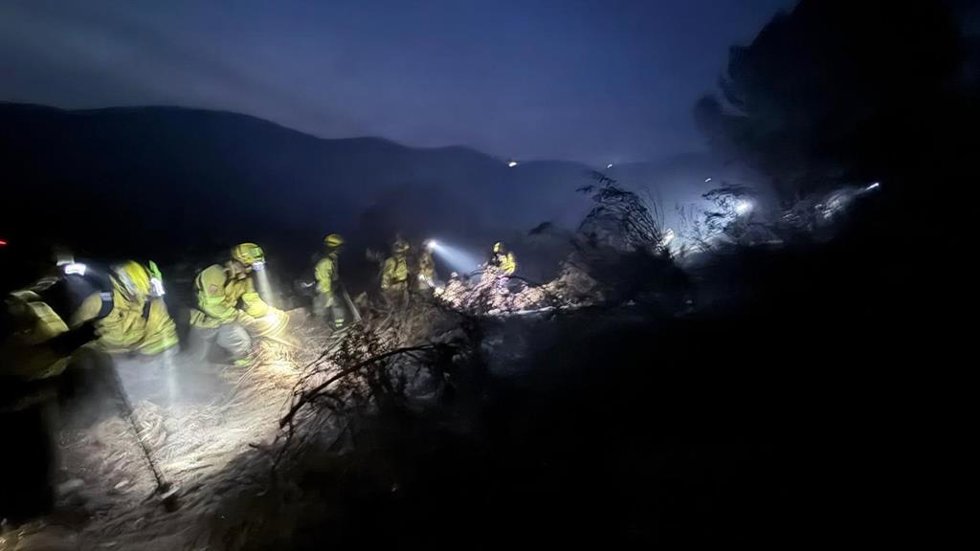 Zona del incendio en la zona de la Cuenca Minera de Huelva en la que ha trabajado durante la noche los efectivos del Infoca