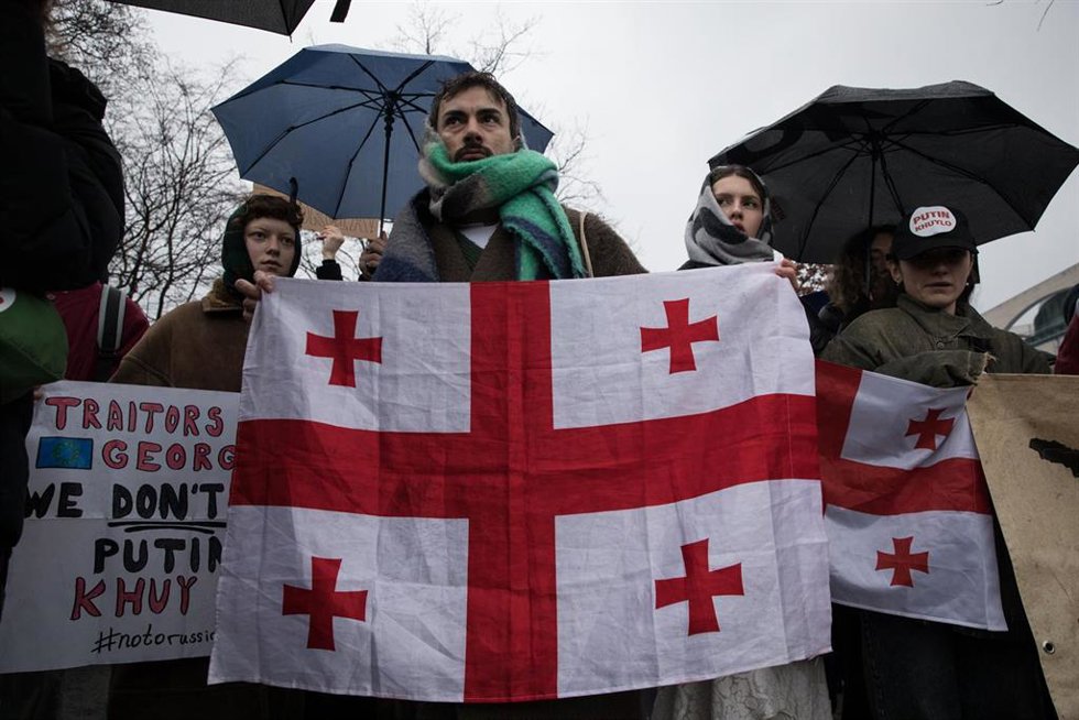 Archivo - Imagen de archivo de una protesta en Georgia.