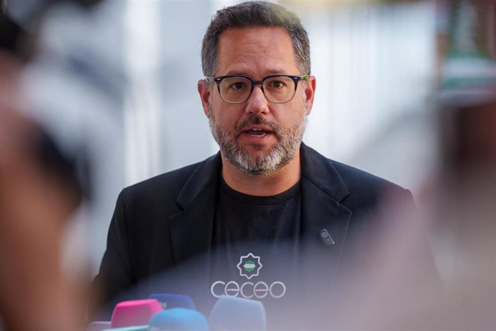 El portavoz y candidato de Adelante Andalucía a la Presidencia de la Junta, José Ignacio García, en una atención a los medios.