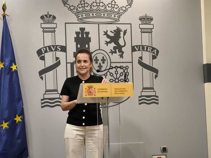 La delegada del Gobierno en La Rioja, Beatriz Arraiz, en comparecencia de prensa