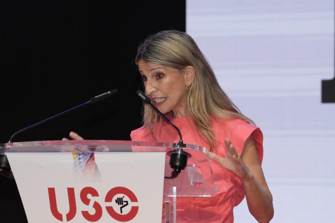 La vicepresidenta segunda, Yolanda Díaz, clausura el congreso de USO en Badajoz