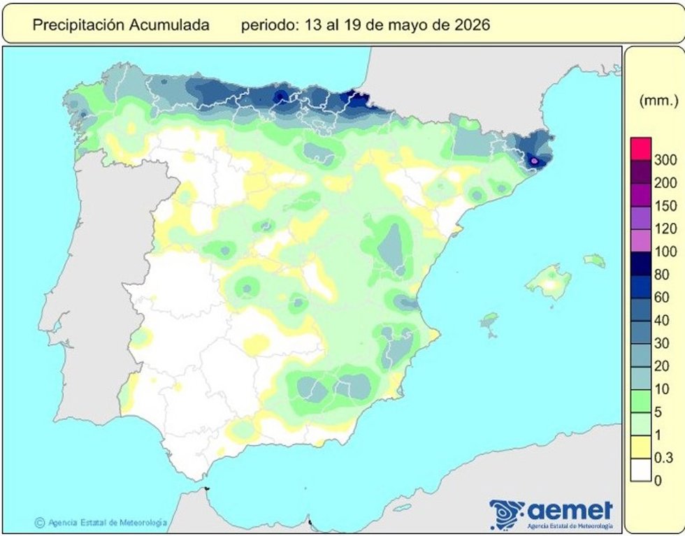 Precipitaciones acumulada de la última semana.