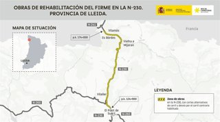 Afectaciones de las obras en la N-230 en Lleida