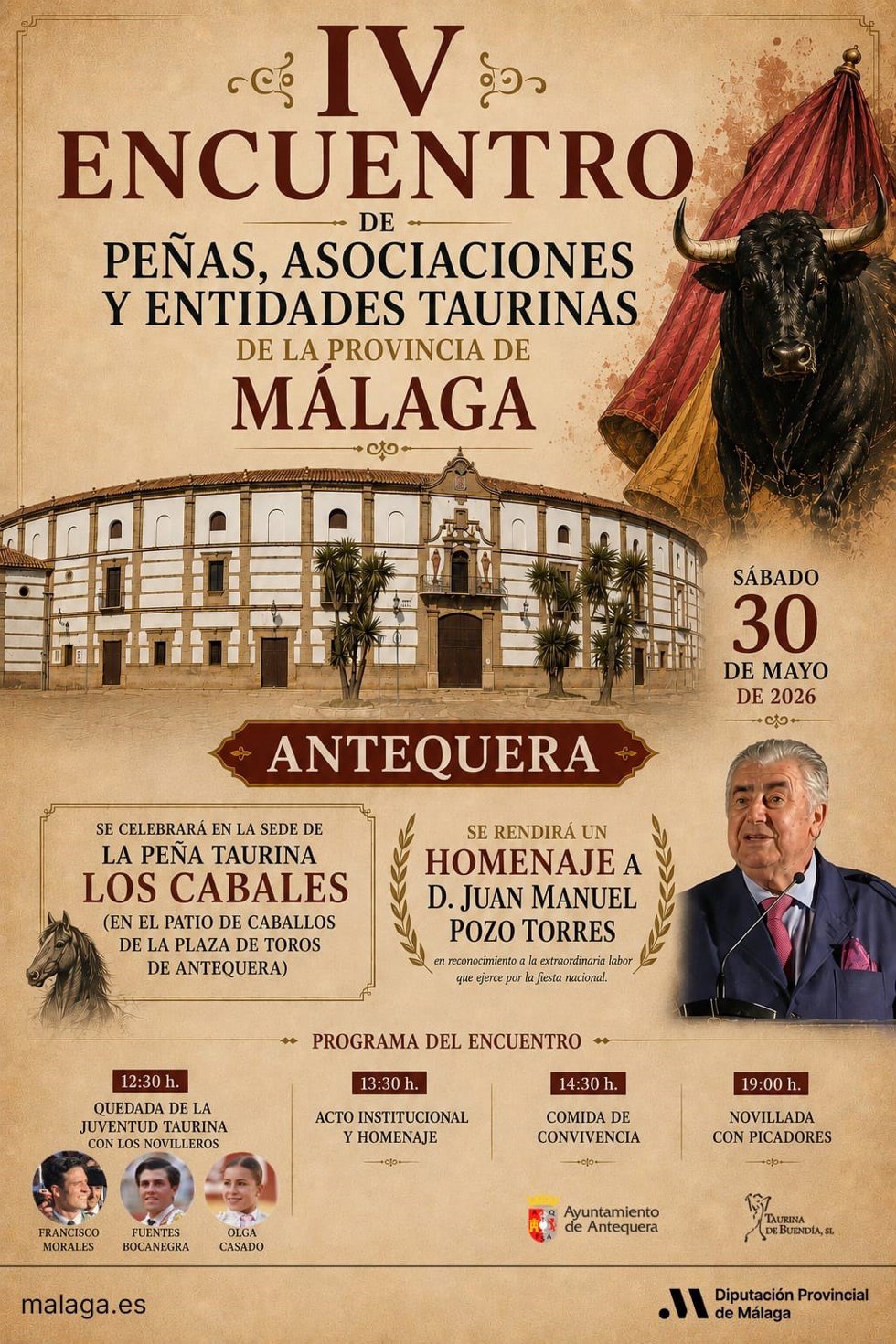 Cartel del IV Encuentro de peñas, asociaciones y entidades taurinas de la provincia de Málaga