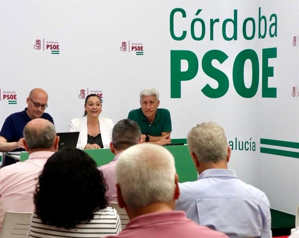 Crespín (centro, al fondo) interviene en la reunión con alcaldes y secretarios generales locales del PSOE en la provincia.