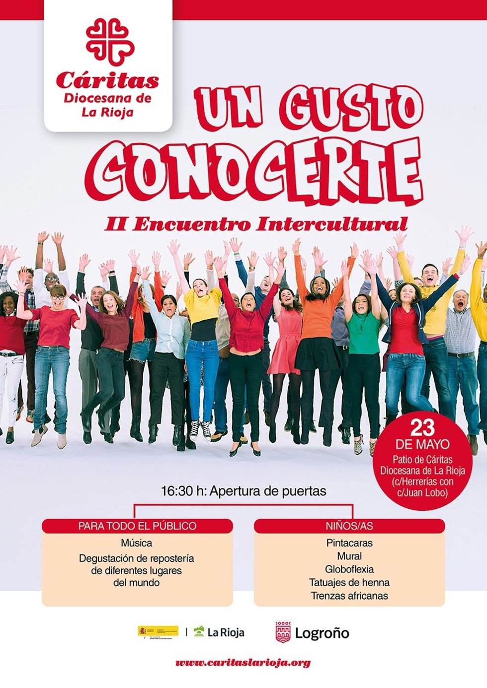 Cáritas La Rioja invita a participar este sábado en el II Encuentro Intercultural 'Un gusto conocerte'