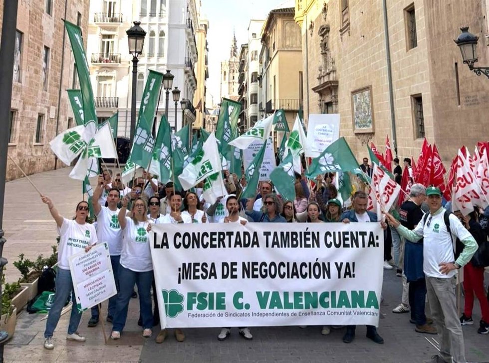 Imagen de una protesta de sindicatos de la concertada