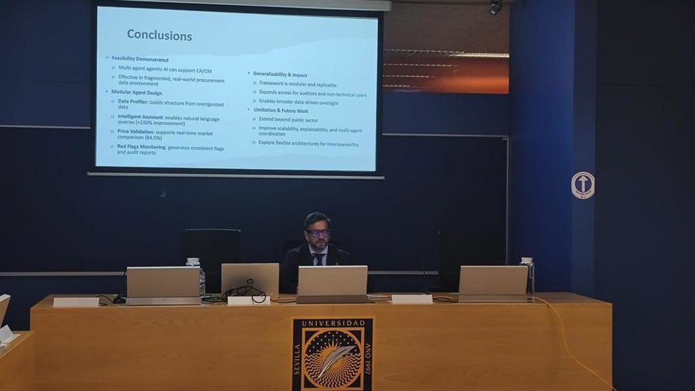 El presidente de la Cámara de Cuentas de Andalucía, Manuel Alejandro Cardenete, en la clausura del 70 World Continuous Auditing and Reporting Symposium.