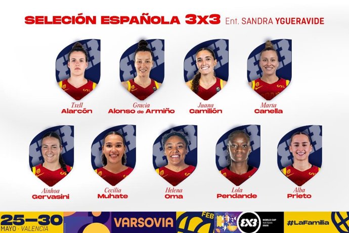 Camilión y Alonso encabezan la prelista de Ygueravide para la Copa del Mundo de baloncesto 3x3 en Polonia.