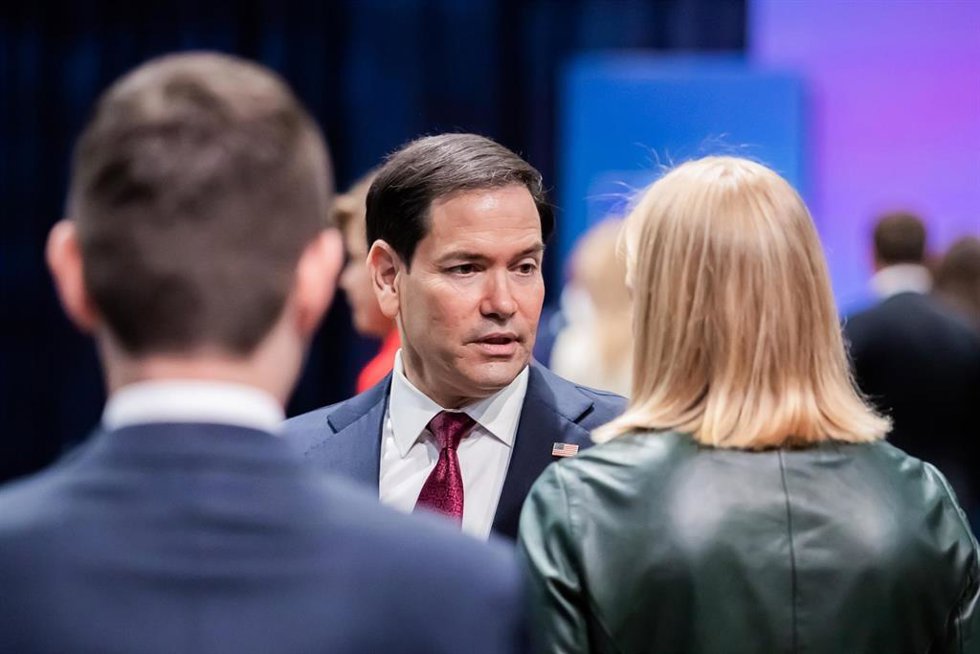 El secretario de Estado de Estados Unidos, Marco Rubio, en la reunión de ministros de Exteriores de la OTAN qu se celebra este viernes en Helsingborg (Suecia)