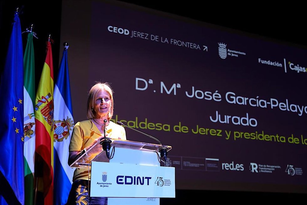 La alcaldesa de Jerez de la Frontera (Cádiz), María José García-Pelayo, en la clausura del proyecto EDINT (Espacios de Datos para las Infraestructuras Urbanas Inteligentes)