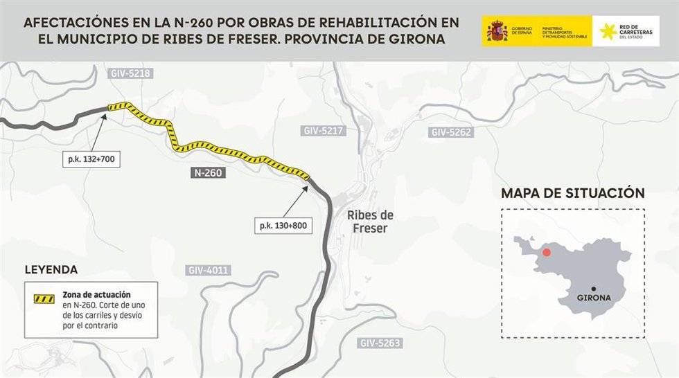 Imagen de las afectaciones en la N-260.