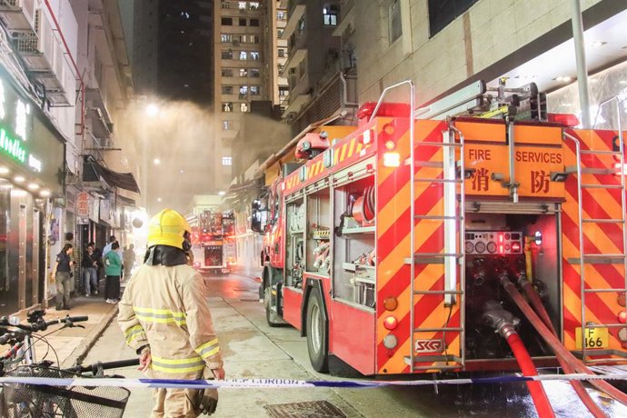20 de maio de 2026, Hong Kong, Hong Kong: Imagem geral de um incêndio ocorrido em 20 de maio de 2026 em Wan Chai, Ilha de Hong Kong, Hong Kong.