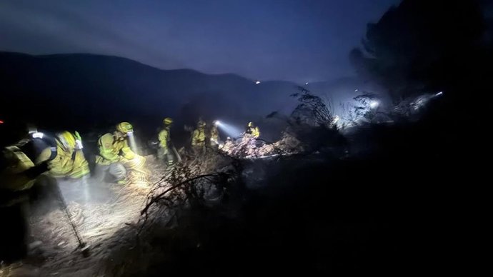 Archivo - Zona del incendio en la zona de la Cuenca Minera de Huelva en la que ha trabajado durante la noche los efectivos del Infoca.