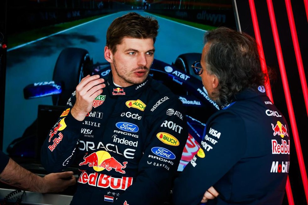 Max Verstappen con Laurent Mekies en Montreal
