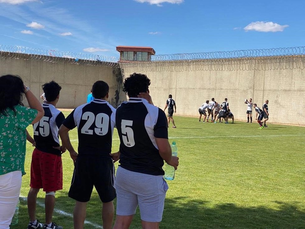 Entrenamiento de rugby en el Centro Penitenciario de Valladolid.