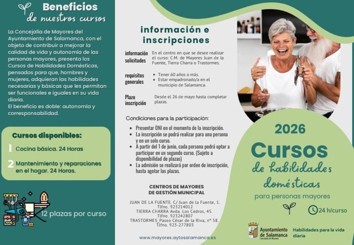 Salamanca impulsa el envejecimiento activo y la igualdad en el hogar con el Programa de Habilidades Domésticas