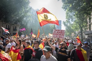 Manifestante en la capital española pidieron la dimisión del Presidente Pedro Sánchez. / Europa Press