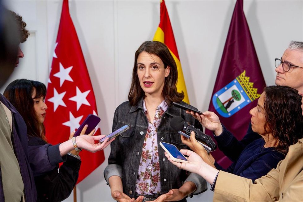 La portavoz de Más Madrid en el Ayuntamiento, Rita Maestre, ofrece declaraciones a los medios de comunicación.